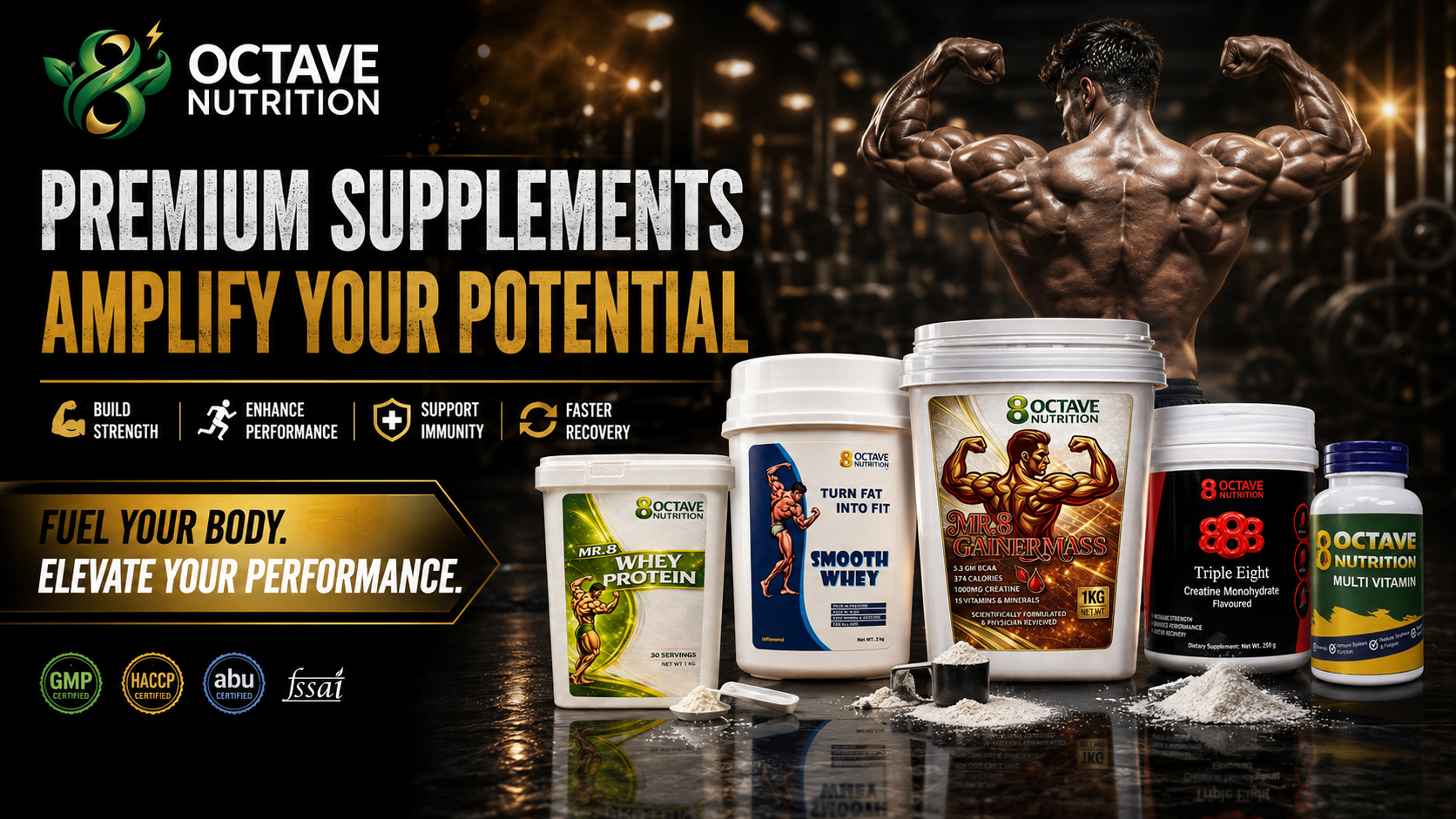 8 Octave Nutrition Premium Supplement Lineup